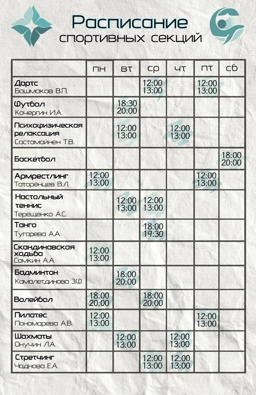 Секции на 2024 - 2025 уч. год